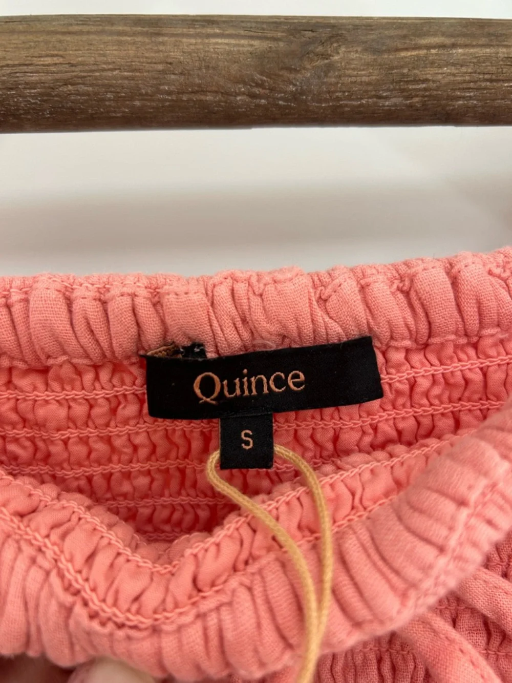 Quince Pink Organic Cotton Gauze Smocked Square Neck MIDI Dress Size S NWT Beach - Picture 4 of 14